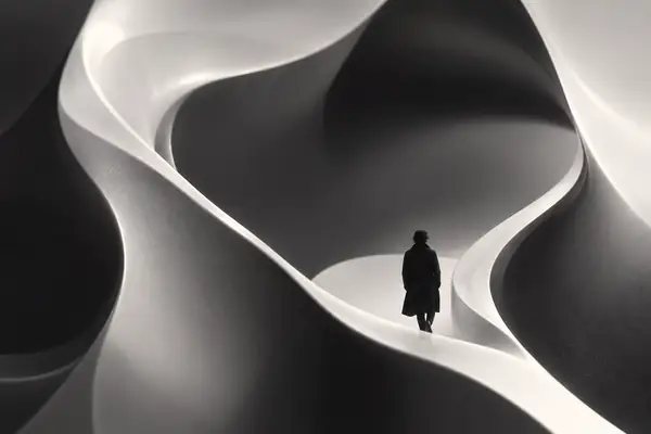 Abstract black and white image segmentation artwork